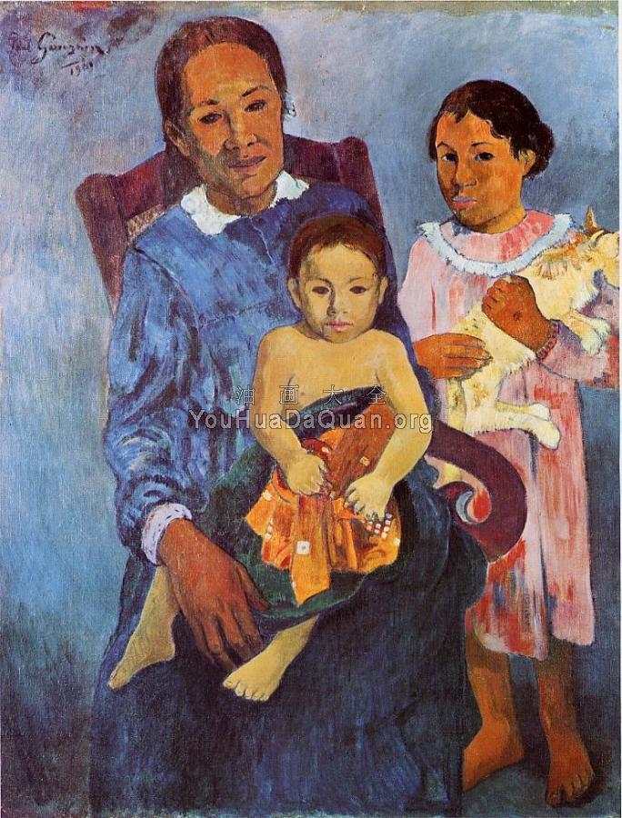 Tahitian Woman and Two Children - 保罗·高更